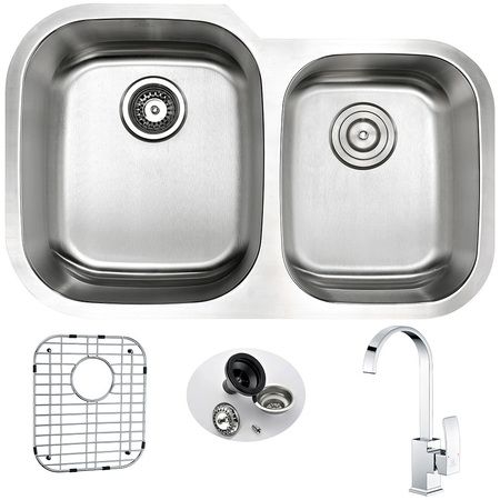 ANZZI Moore Undermount 32" Kitchen Sink with Opus Faucet in Polished Chrome KAZ3220-035